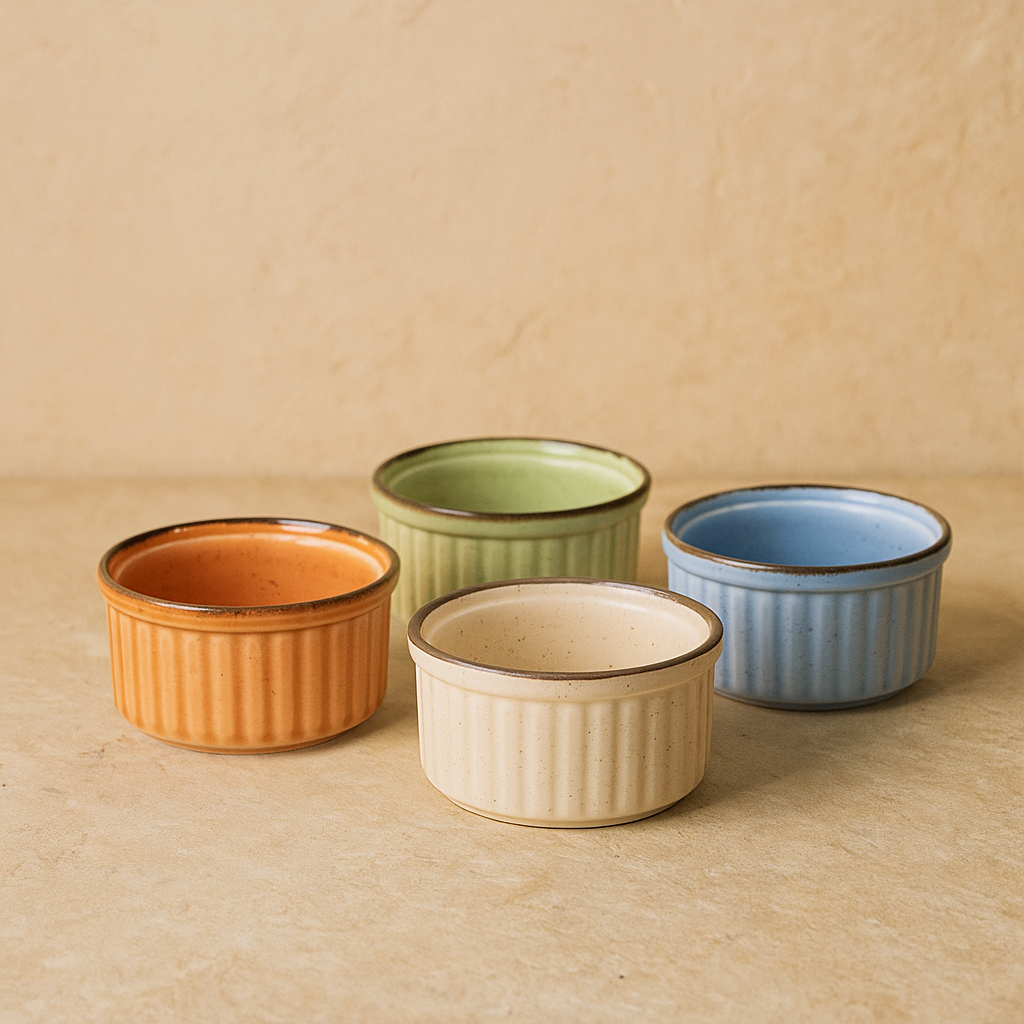 Porline Hitit Serisi 4'Lü Yuvarlak Sufle Renkli 10 cm KOD:1291