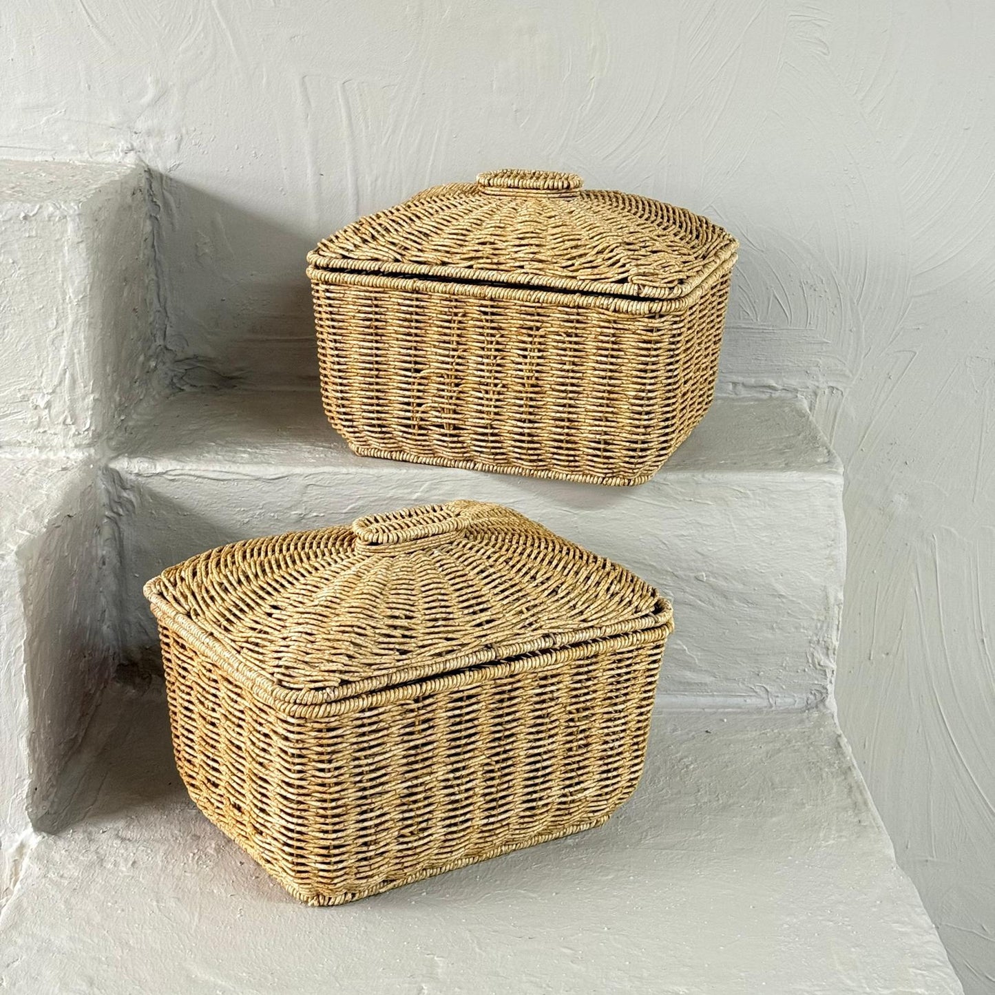 Hestia İkili Rattan Patates soğan Sepet Seti 5+5 lt (Krem)