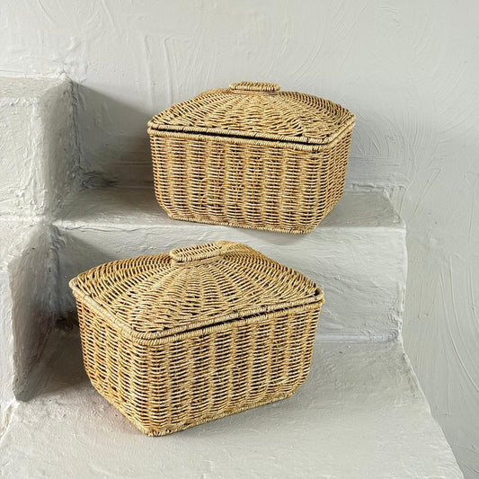 Hestia İkili Rattan Patates soğan Sepet Seti 5+5 lt (Krem)