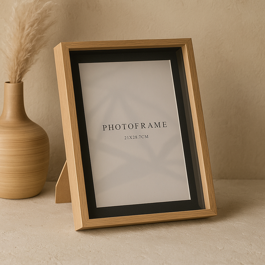 İKAE Ahşap Çerçeve Büyük Boy Çift Camlı KOD:3182-siyah