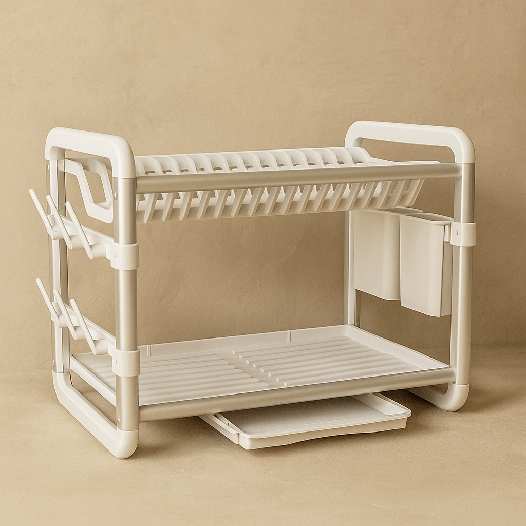 Lalezar Premium İki Katlı Alüminyum Bulaşıklık Krem KOD:8004