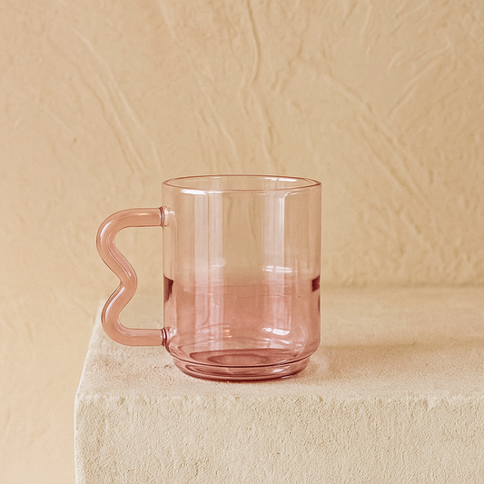 Tutku Borosilikat Cam Nescafe Kupa 400 ml Pembe KOD:030