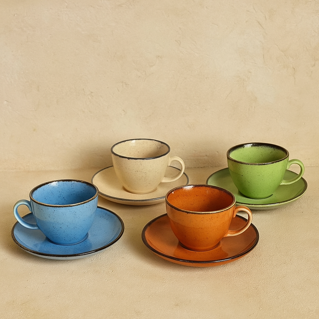 Porline Nescafe Renkli Kupa Seti 4 Kişilik KOD:0531