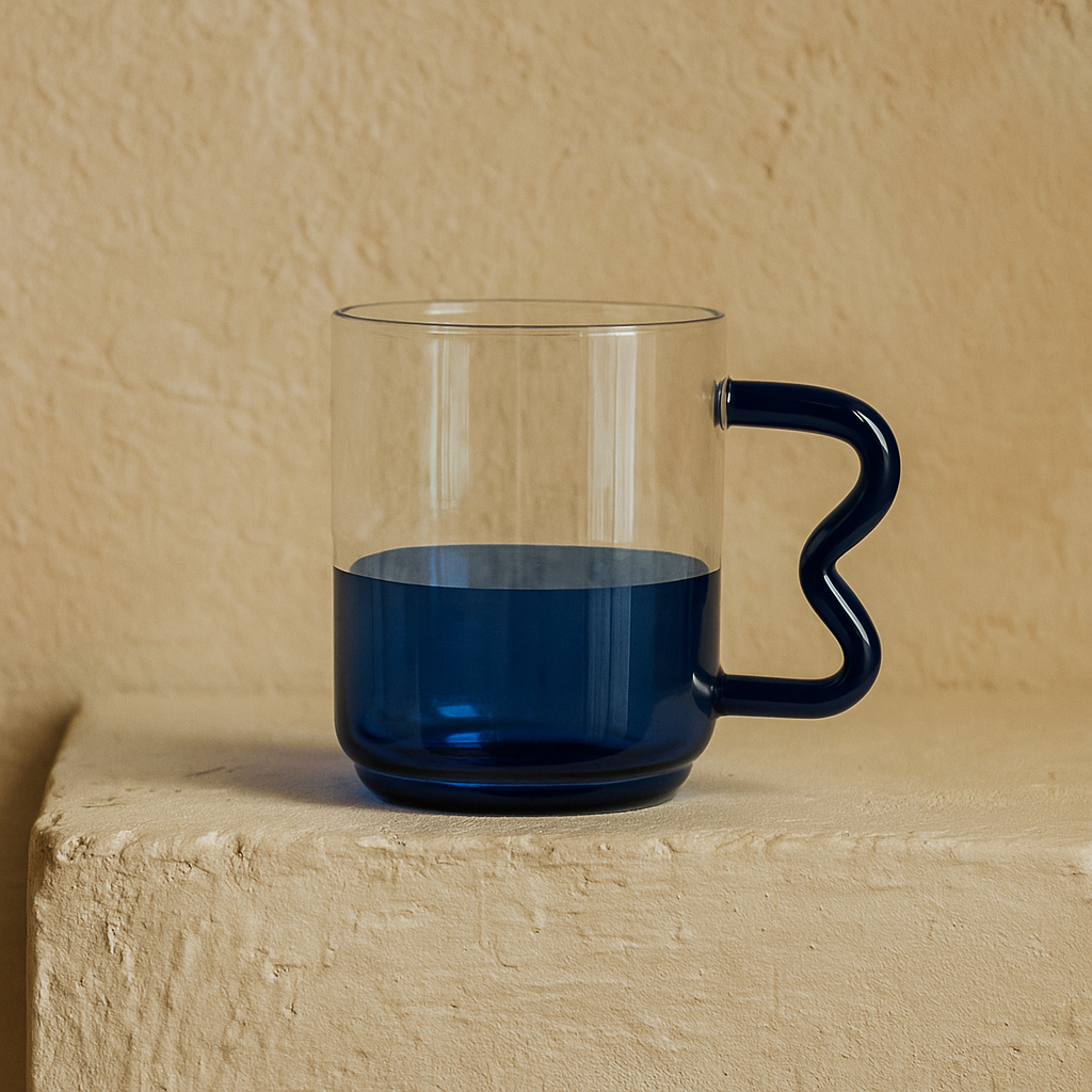 Tutku Borosilikat Cam Nescafe Kupa 400 ml Mavi KOD:030