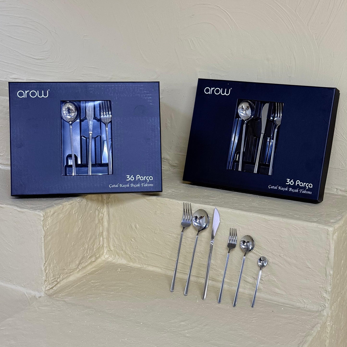 Arow Çubuk Model 72 Parça Ç.K.B Takımı 304 Çelik Yüksek Kalite Süper Fiyat (Gümüş)
