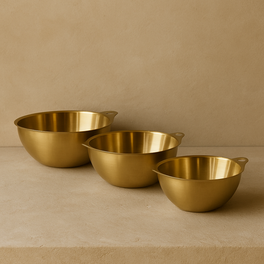 Vadi Metal 3 Boy Yuvarlak Tutmalı Gold Kase Seti KOD:8814